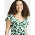 thumbnail image 4 of Time and Tru Women's Sweetheart Mini Dress with Flutter Sleeves, Sizes XS-3XL, 4 of 5