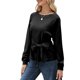 thumbnail image 2 of Sudadera con Nudo en la Cintura para Mujer, Raglán Larga, Cuello Redondo, Elegante, para Hacer Ejercicio, para Otoño Negro XL, 2 of 7