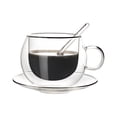 thumbnail image 1 of Glass Espresso Cup Clear Coffee Mugs Double Wall Glass Cup With Spoon, 1 of 13