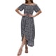 thumbnail image 1 of VISgogo Vestido de mujer, estampado floral, hombros descubiertos, manga corta, decoración de botones, dobladillo con volantes, vestido de blusón VISgogo  moda, 1 of 9