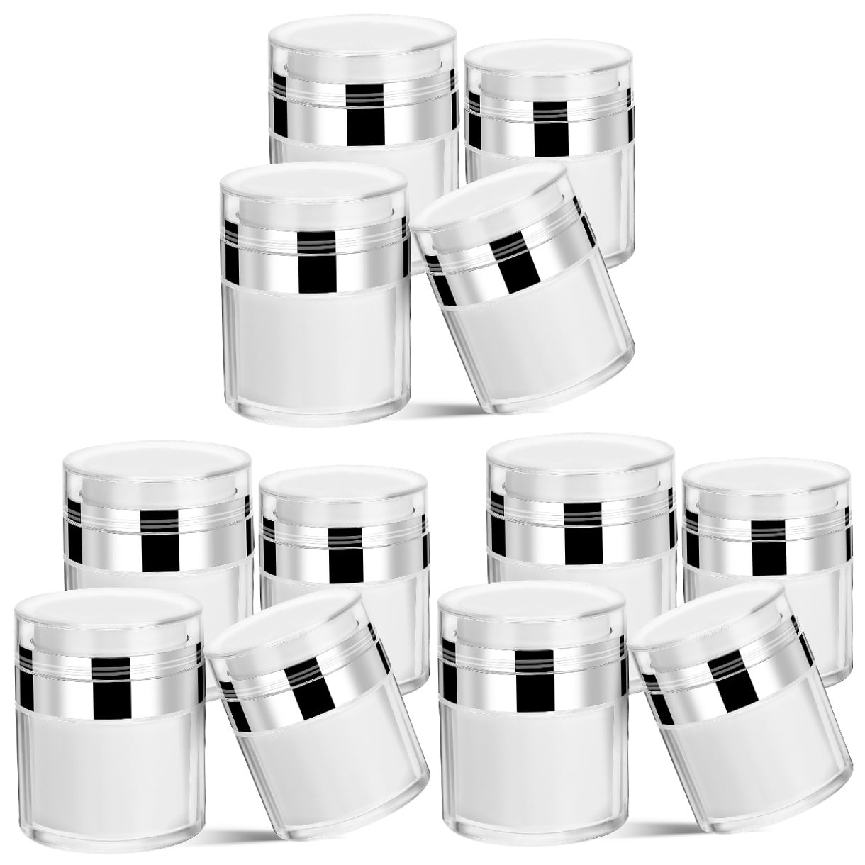 HOMEMAXS 12 Pcs Vacuum Airless Pump Jars Cosmetic Containers Refillable Airless Travel Jars Sample Containers for Lotions and Creams