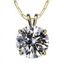 Near 1 Carat Ct VS Round Solitaire Lab Grown Diamond Pendant Necklace Created in 14k Yellow Gold Real Genuine for Women Golds