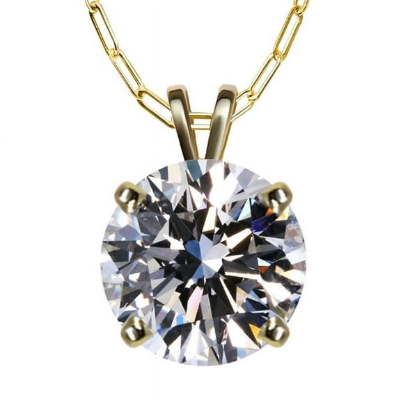 Near 1 Carat Ct VS Round Solitaire Lab Grown Diamond Pendant Necklace Created in 14k Yellow Gold Real Genuine for Women Golds