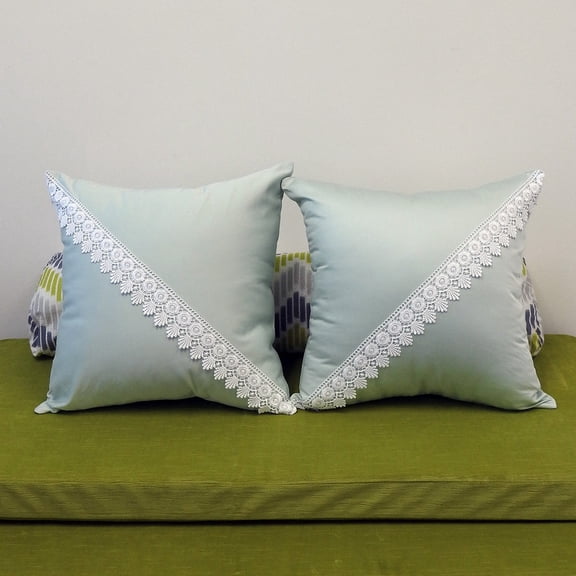 Sheetsnthings Made in USA- Soft Cotton Throw Pillow Covers, Embroidered Sea Alejandra (18x18) Cushion Cover Set