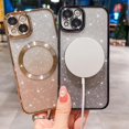 thumbnail image 6 of for iPhone 15 Magnetic Gardient Glitter Case, Plating Bling Cute Case Compatible with MagSafe for Women Girls Full Camera Protector Back Cover for iPhone 15 6.1 Inch Black, 6 of 14
