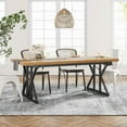 thumbnail image 4 of Tribesigns Farmhouse Dining Table for 6, 71" Rectangular Wood Kitchen Table (Light Walnut/Black), 4 of 5