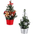 thumbnail image 1 of 2 adornos de árbol de nieve, pequeños bonsáis de mesa, mini adornos navideños con lazo de sisal, para fiestas, decoración de Navidad para el hogar, casa de muñecas., 1 of 6