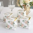 thumbnail image 4 of Efavormart 25 Pack White Pink Peony Flowers Print Paper Gift Boxes with Gold Edge, Cardstock Party Shower Candy Favor Boxes - 3"x3"x3", 4 of 11