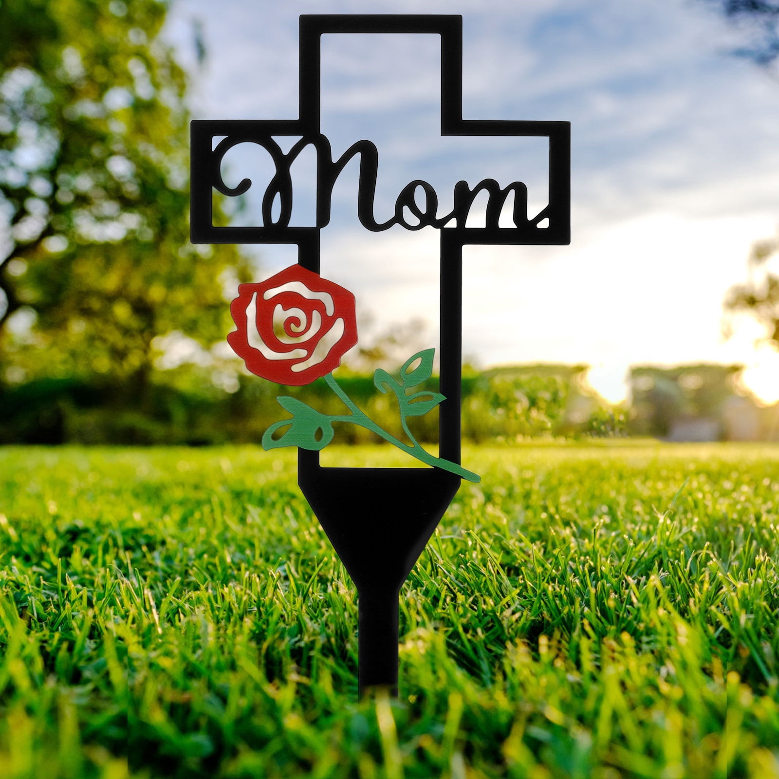 Vvikizy Piquet De Plaque Funéraire De Cimetière Piquet Commémoratif Texte Blanc Sur Noir Lissage