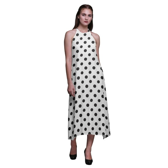 Bimba Geometric Printed Women Backless Halter Neck Summer Holiday Beach Dress-X-Small