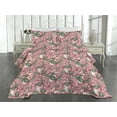 thumbnail image 2 of Ambesonne Rose Design Quilted Coverlet 3 Pcs, Vintage Delicate Floral, King Size, Pale Pink Peacock Green, 2 of 4