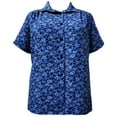thumbnail image 1 of A Personal Touch Women's Plus Size Short Sleeve Button-Front Tunic with Shirring - Blue Pansy - 1x, 1 of 3