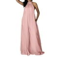 thumbnail image 2 of ZAZYULZ Summer Jumpsuit Women's Sexy Summer Jumpsuit Neck Sleeveless Chiffon Wide Leg Long Pant Jumpsuit Romper(Pink,S), 2 of 8