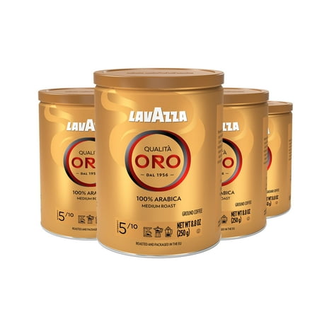 Lavazza Qualità Oro Ground Coffee, Medium Roast, 100% Arabica, 8.8 oz Tin (Pack of 4)