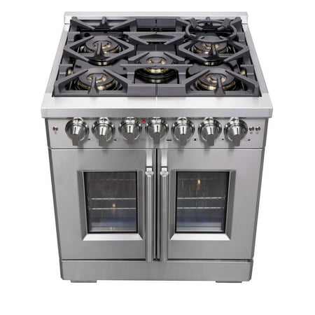 Forno Appliances - Capriasca 4.32 Cu. Ft. Freestanding Dual Fuel Range with French Doors and Convection Oven - Stainless Steel