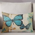 thumbnail image 3 of Retro Teal Butterfly Throw Pillow Cover 20 x 30 Inch Decorative Pillow Cover Summer Butterflies Vintage Lumbar Pillowcase Seasonal Rectangle Cushion Case for Couch Sofa Bed Living Room, 3 of 7
