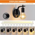 thumbnail image 2 of Black Wall Sconce with Switch, Dimmble Wall Lamp, Wall Mounted Bedside Lamps, Retro Wall Light E26 Industrial Wall Lighting for Living Room Kitchen, 2 of 6