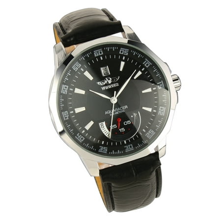 Mens Automatic Mechanical Wrist Watch Steampunk Black Leather Luxury