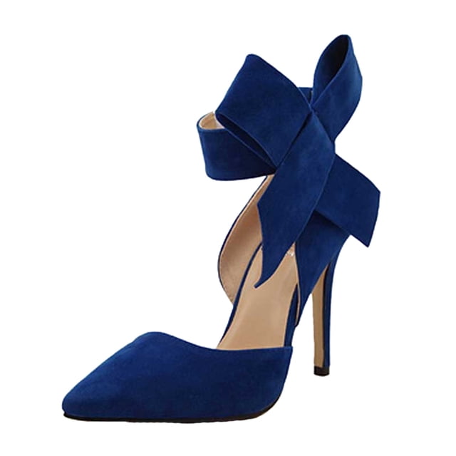asddcavvf Ladies Summer Fashion Temperament Big Bow Solid Color Pointed High Heels