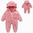 thumbnail image 2 of HCNTES Baby Boy Winter Clothes Newborn Baby Girls Boys Cute Bear Fleece Footie Bunting Snowsuit Toddler Infant Hooded Plush Footed Jumpsuit Romper Winter Fall Warm Coat Outfits, 2 of 6