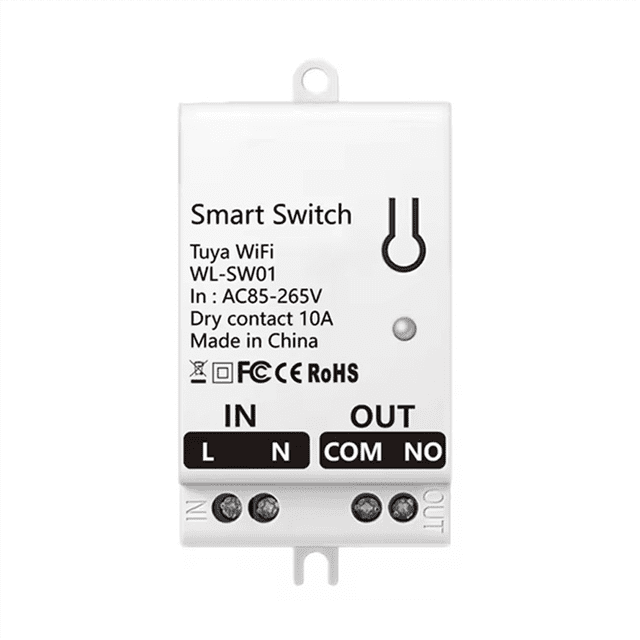 Tuya Smart WiFi Dry Contact Switch Module 10A Home Universal DIY Breaker Relay Work with Smart Life Alexa AC 85-265V,1 * Tuya Smart WiFi Dry Contact Switch Module,White