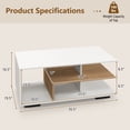 thumbnail image 3 of Gymax Table Basse Géométrique avec Étagères de Rangement Table à Thé Rectangulaire à 3 Niveaux Blanc Naturel, 3 of 10