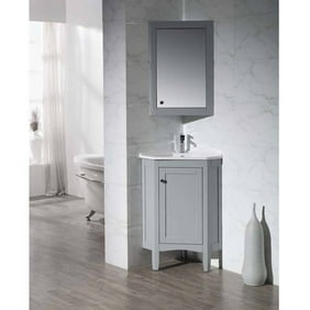 Stufurhome Hampton White 27 Inch Corner Bathroom Vanity With