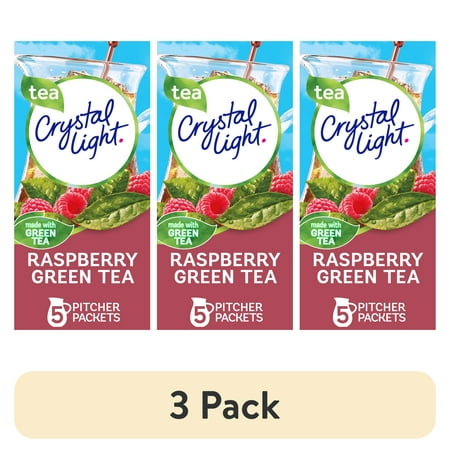 (3 pack) Crystal Light Drink Mix 5 Pitcher Packets for Flavorful Hydration and Shareable Refreshment Naturally Flavored Raspberry Green Tea with other natural flavor Made with Green Tea 1.87 oz (3 pack) Crystal Light Drink Mix 5 Pitcher Packets for Flavorful Hydration and Shareable Refreshment Naturally Flavored Raspberry Green Tea with other natural flavor Made with Green Tea 1.87 oz