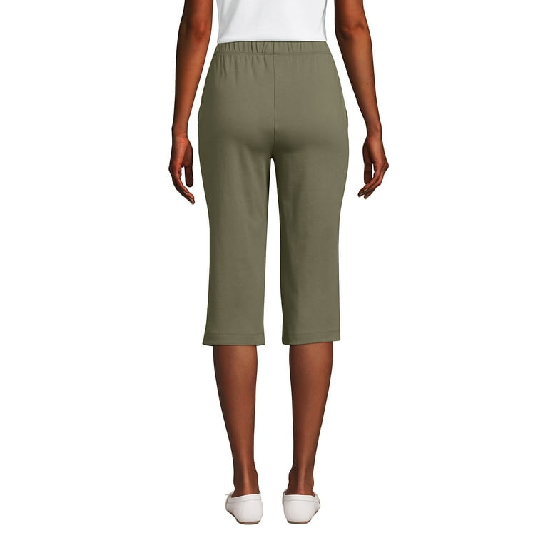 Lands End Women s Sport Knit High Rise Elastic Waist Pull On Capri Pants Walmart