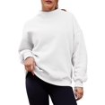 thumbnail image 2 of Womens Oversized Sweatshirts Highneck Pullover Long Sleeve Hoodies Tops Fall Fashion Outfits Clothes White L, 2 of 8