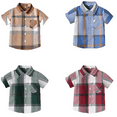 thumbnail image 3 of XBASW Toddler Baby Boys Plaid Shirts Short Sleeve Lapel Button down Shirt for Kids Cotton Blouses Tops 3M-8T, 3 of 9
