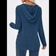 thumbnail image 5 of Sudadera con Capucha de Punto Acanalado Suave para Mujer, Suéter de Larga, Sudadera Ligera y Acogedora para Otoño. Azul XXL, 5 of 6