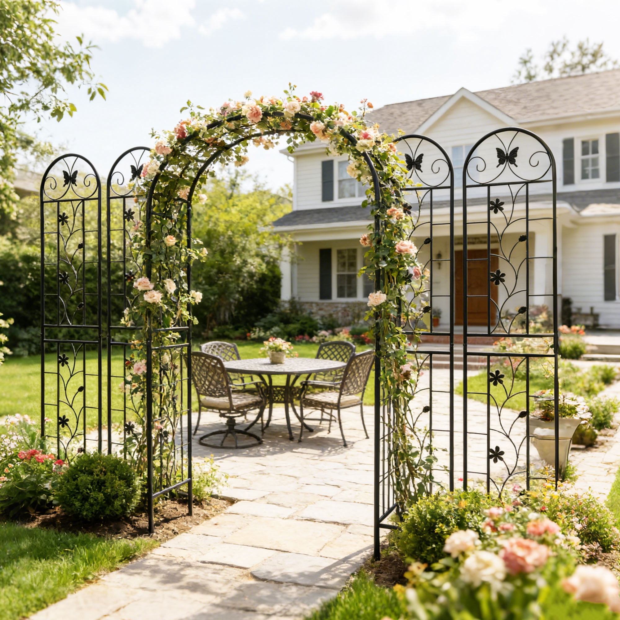 4 Pack 86" H Large Heavy Duty Garden Rustproof Iron Plant Trellis for Potted Plant Support Metal Climbing Rose Trellis Vine Vegetable Cucumber