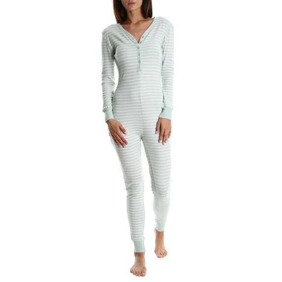 Blis Women's Cotton Onesie Pajamas - Ladies One Piece PJ's & Sleepwear - Mint, Large