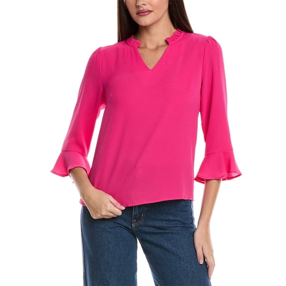 CeCe womens  Elbow Ruffle Sleeve Top, l, Pink