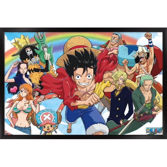 One Piece: Fishman Island - Crew Sky Wall Poster, 14.725" x 22.375" Framed