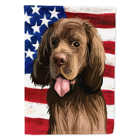 Sussex Spaniel Dog American Flag Flag Canvas House Size