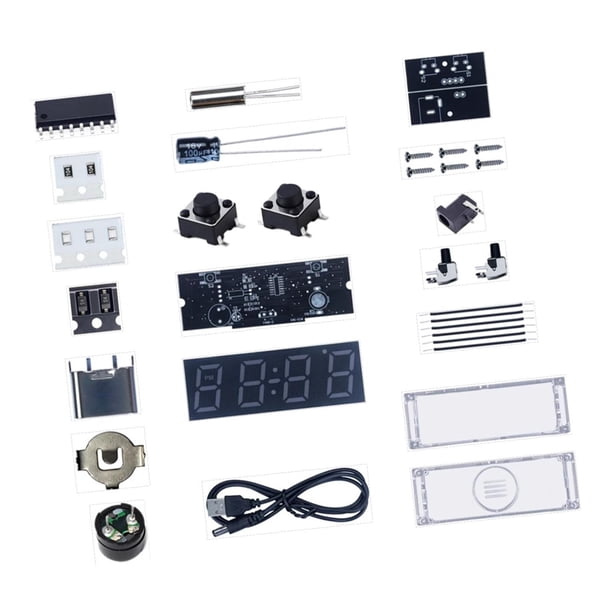 Kit de reloj digital DIY con lecturas de temperatura y humedad para el hogar y la oficina con tapa