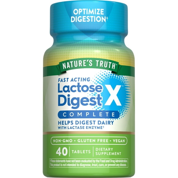 Lactose Digest Tablets | 40 Pills | Helps Digest Dairy With Lactase Enzyme | For Men and Women | by Nature's Truth