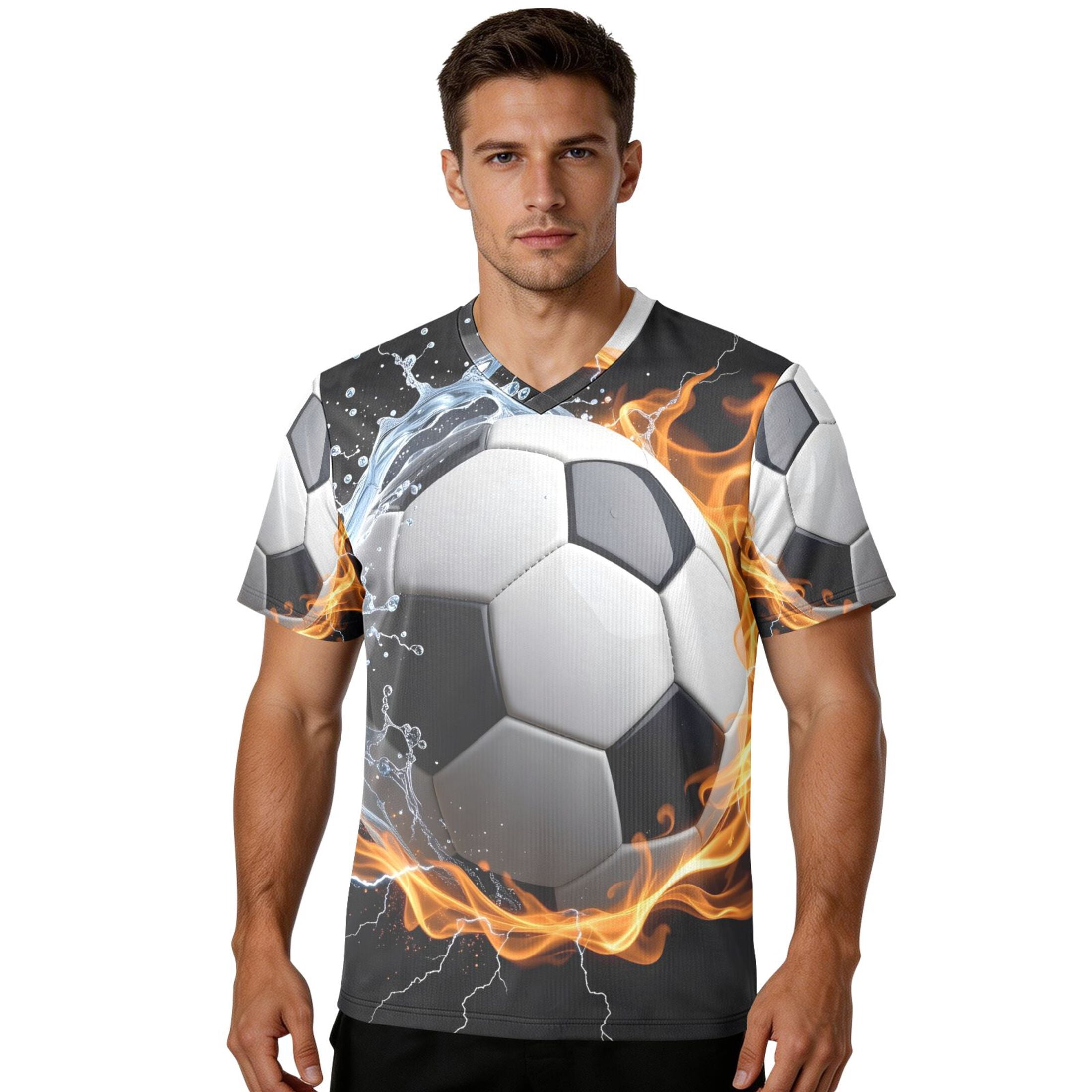 Flame Water Wrap Football Men's Sports Jerseys Athletic T-Shirt Football Referee Short Sleeves Shirt L