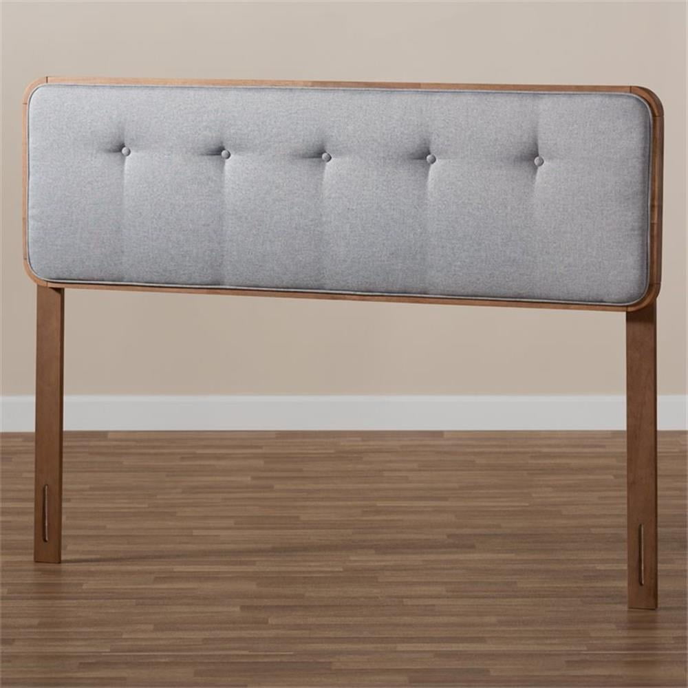 Baxton Studio Palina Mid-Century Wood Tufted Queen Headboard in Light Gray