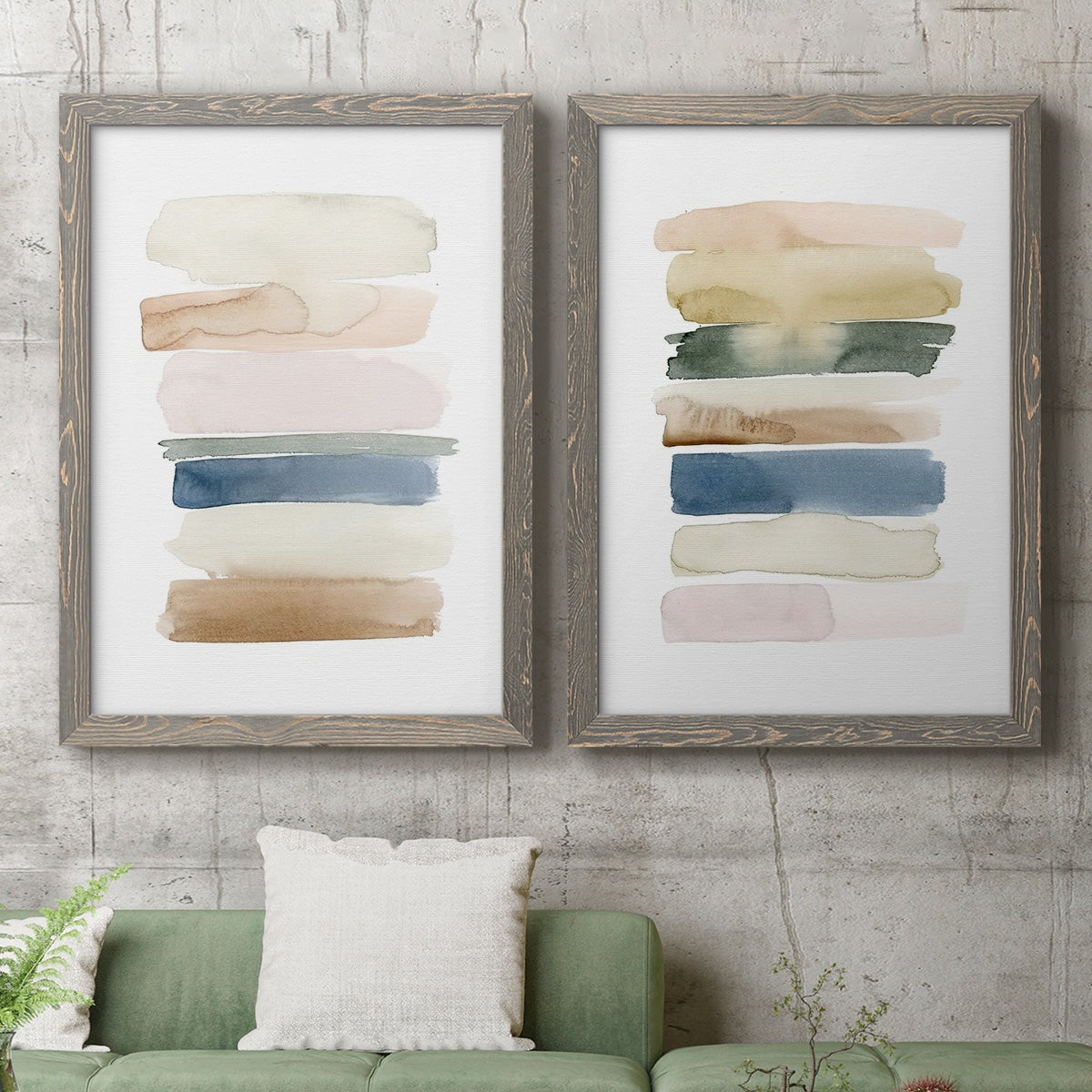 Faint Swatches I - Premium Framed Canvas 2 Piece Set - Ready to Hang