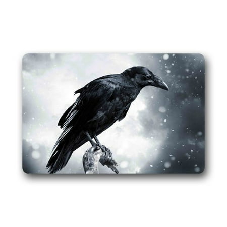 WinHome Halloween Raven Bird Doormat Floor Mats Rugs Outdoors/Indoor Doormat Size 23.6x15.7 inches