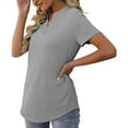 thumbnail image 4 of Mittory Women Summer Casual V Neckline Chiffon Blouses Loose Tunic Short Sleeve Tops, 4 of 8