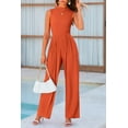 thumbnail image 3 of Womens Summer One Piece Sleeveless Mock Neck Wide Leg Pants Rompers With Pockets, 3 of 17