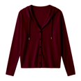 thumbnail image 6 of Lixiuxyad ‌Women's Hooded Cardigan Oversized Long Sleeve Button-Front Knit Cardigan,Red, 6 of 6