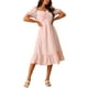 thumbnail image 2 of INSPIRE CHIC Vestidos de Verano para Mujeres Casual Flowy Playa Cuello Cuadrado Manga Corta Abullonada Vestido Midi con Espalda Fruncida XL Rosa, 2 of 5