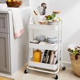 thumbnail image 3 of 3-Tier Rolling Utility Cart Storage Organizer Lockable Wheels Multifunctional Storage Portable Mobile Shelving Unit White, 3 of 7