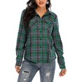 thumbnail image 5 of Yigetop Plaid Shirts for Women Plaid Shirts for Women Long Sleeve Button Down Christmas Fall Jacket Shirts for Women Green S, 5 of 8