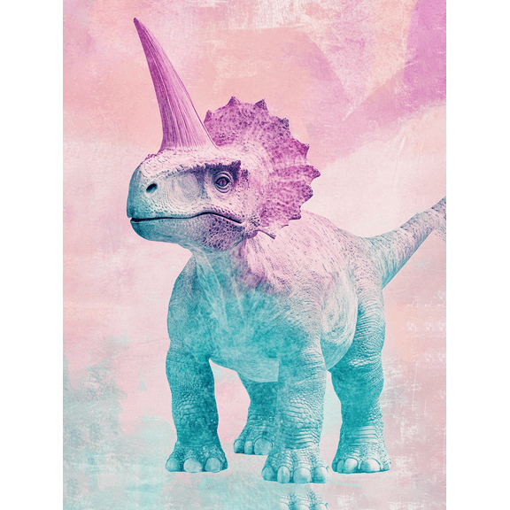 Pastel Unicorn Dinosaur Wall Art/Canvas Print， Suitable for Living Room， Bedroom， Office， Bathroom， and Dining Room Decoration.